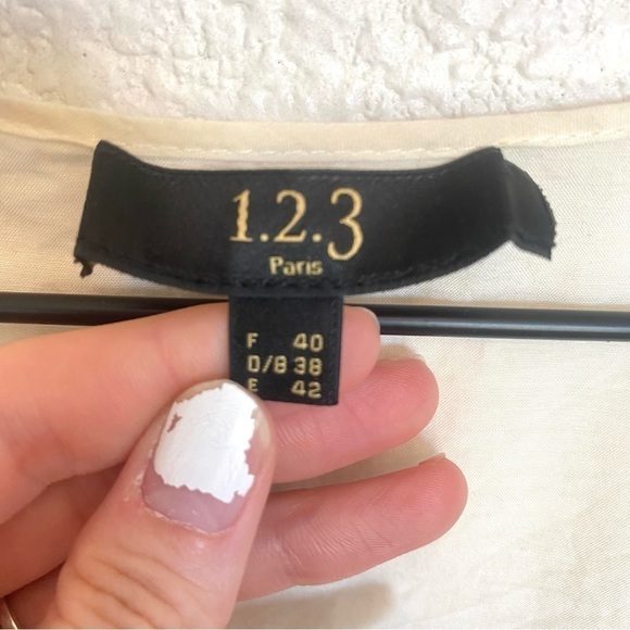 1.2.3 Paris Women's Emboridered Medium Large Silk/Cotton Sheer Blouse Boho - Picture 4 of 11